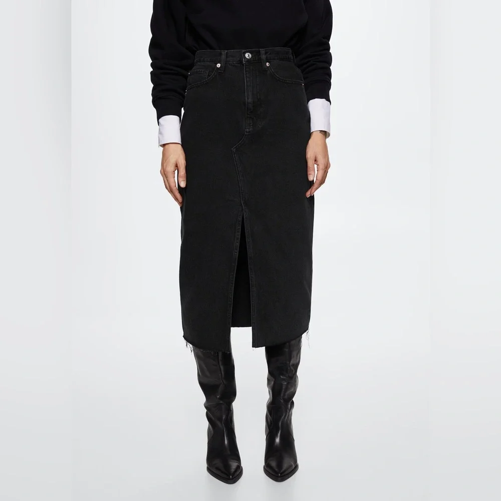 MANGO Skirt 'Anais' in Black Denim - Picture 4 of 14